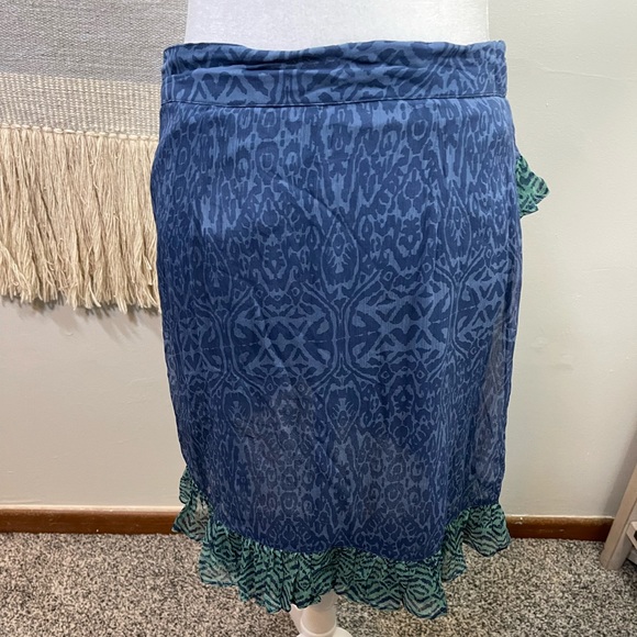 Free people Blue Boho Ruffle Flare Mini skirt Size 2 - Picture 5 of 8